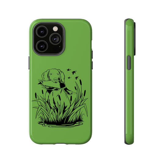 Dog Retrieving Duck Phone Case in Green