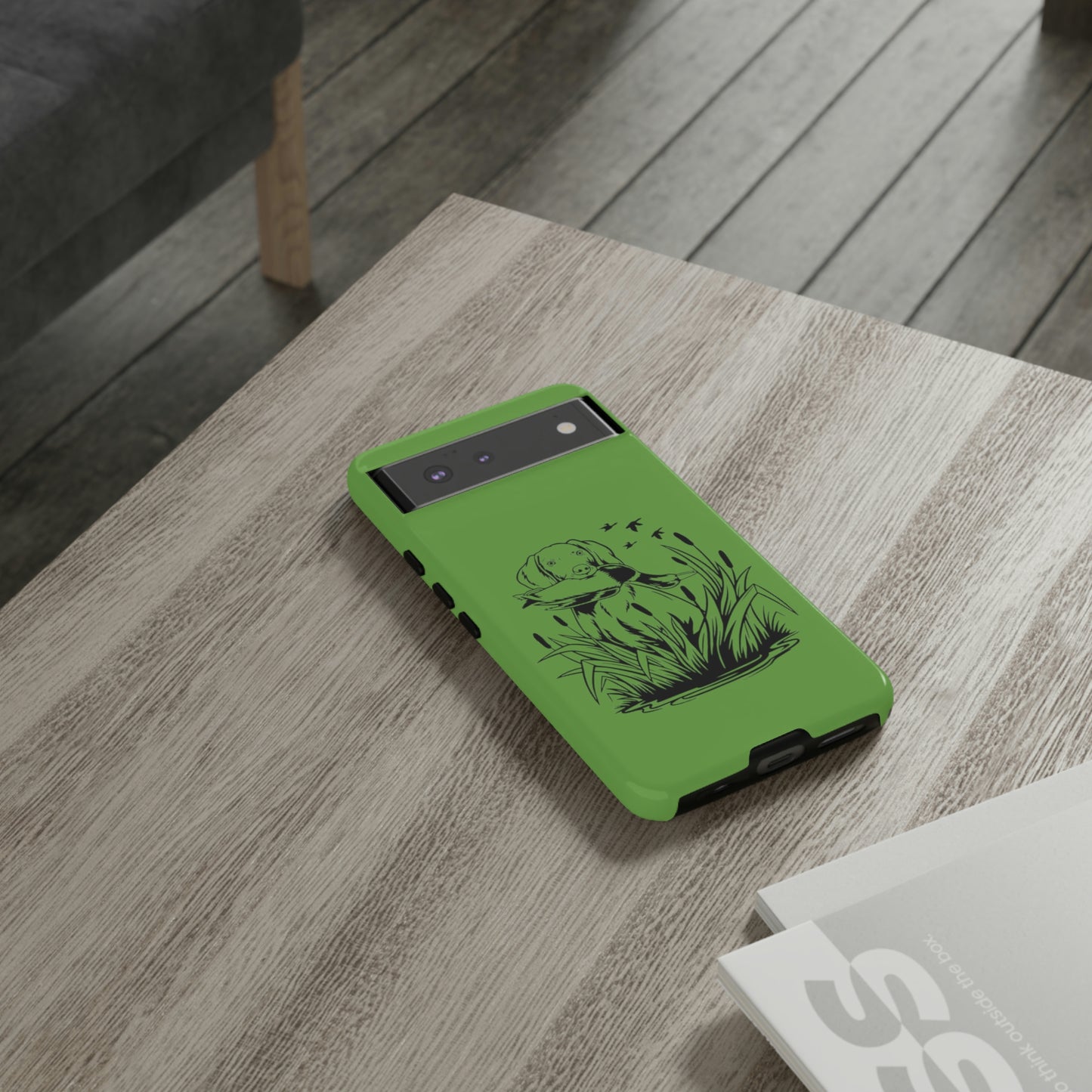 Dog Retrieving Duck Phone Case in Green