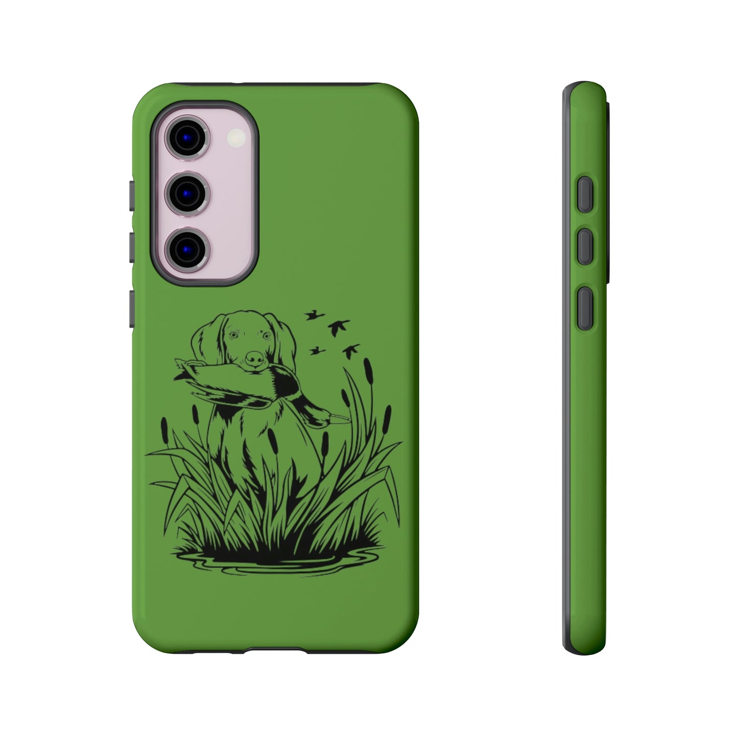 Dog Retrieving Duck Phone Case in Green