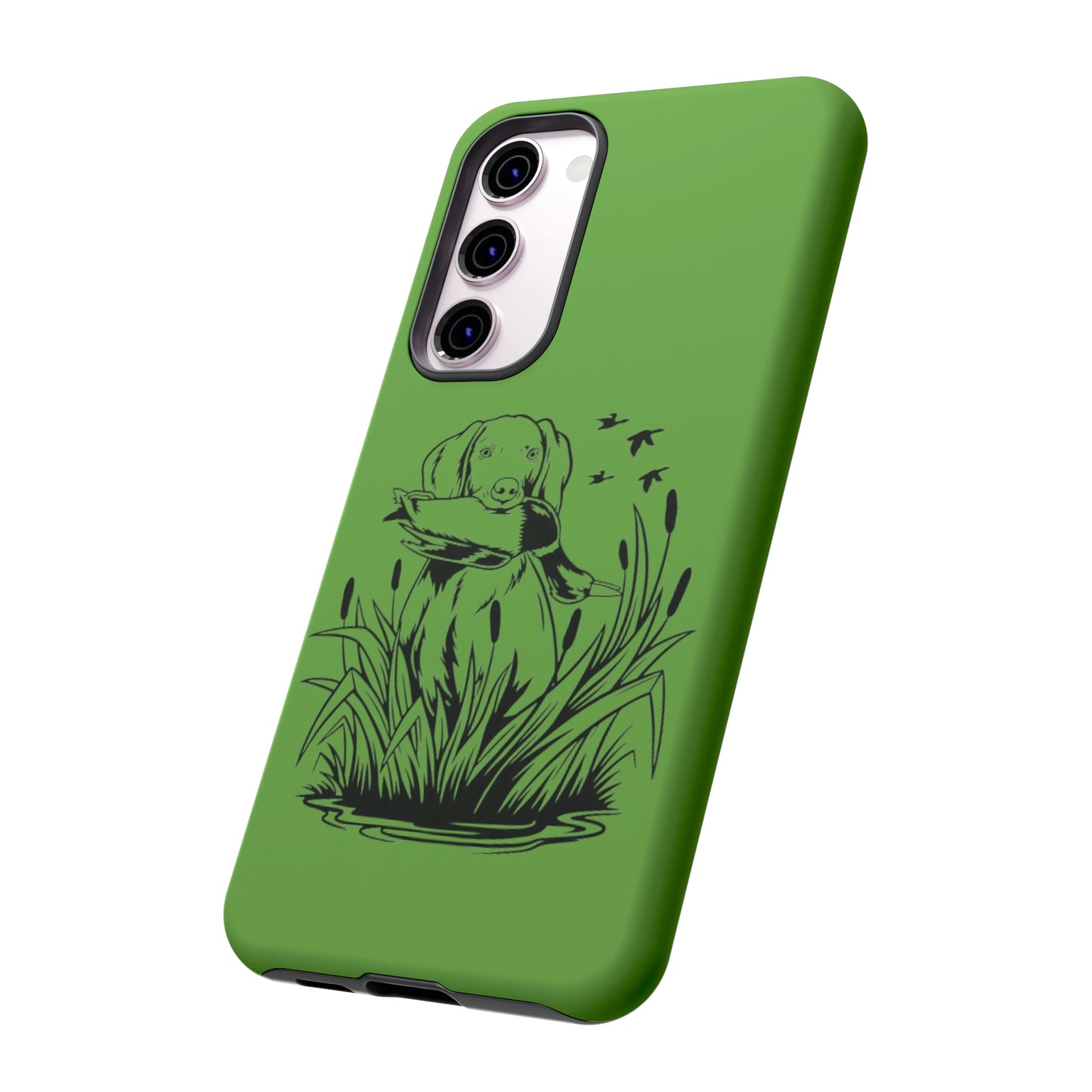 Dog Retrieving Duck Phone Case in Green