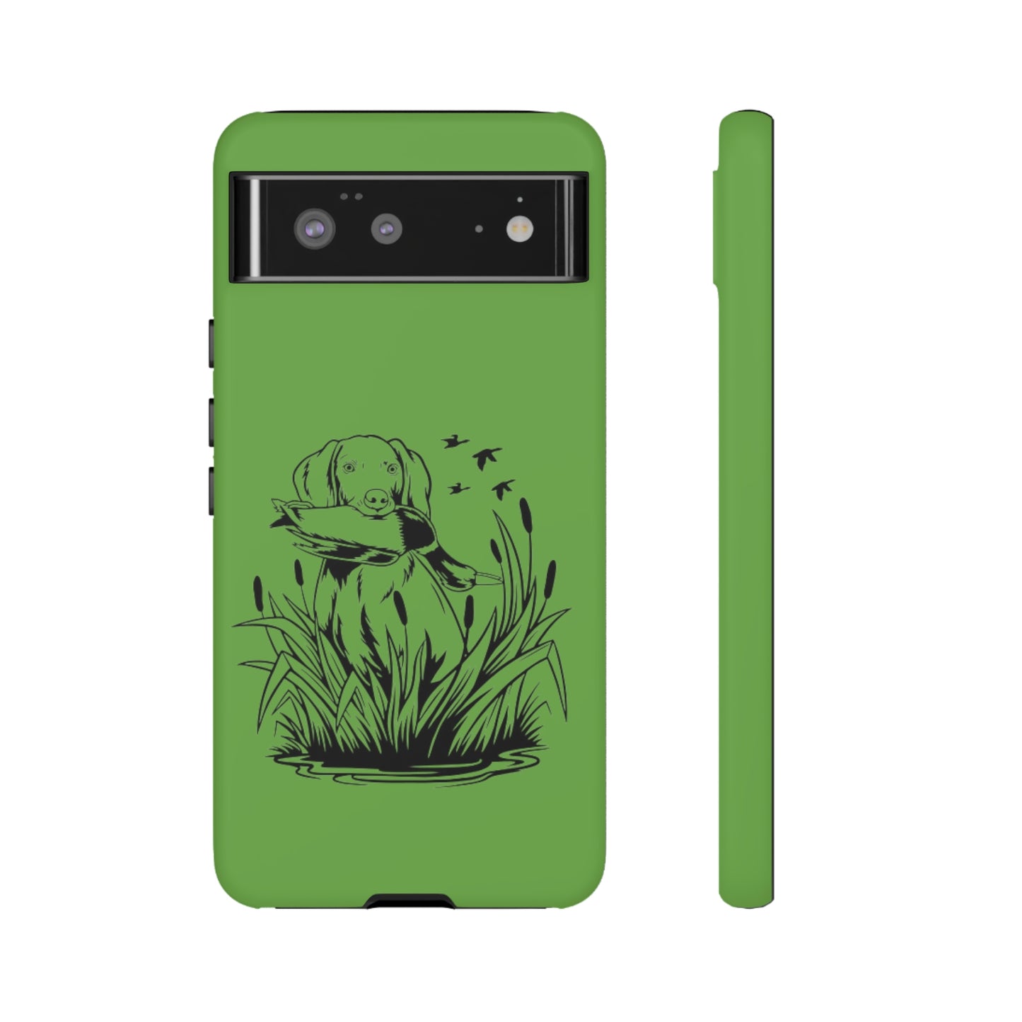 Dog Retrieving Duck Phone Case in Green