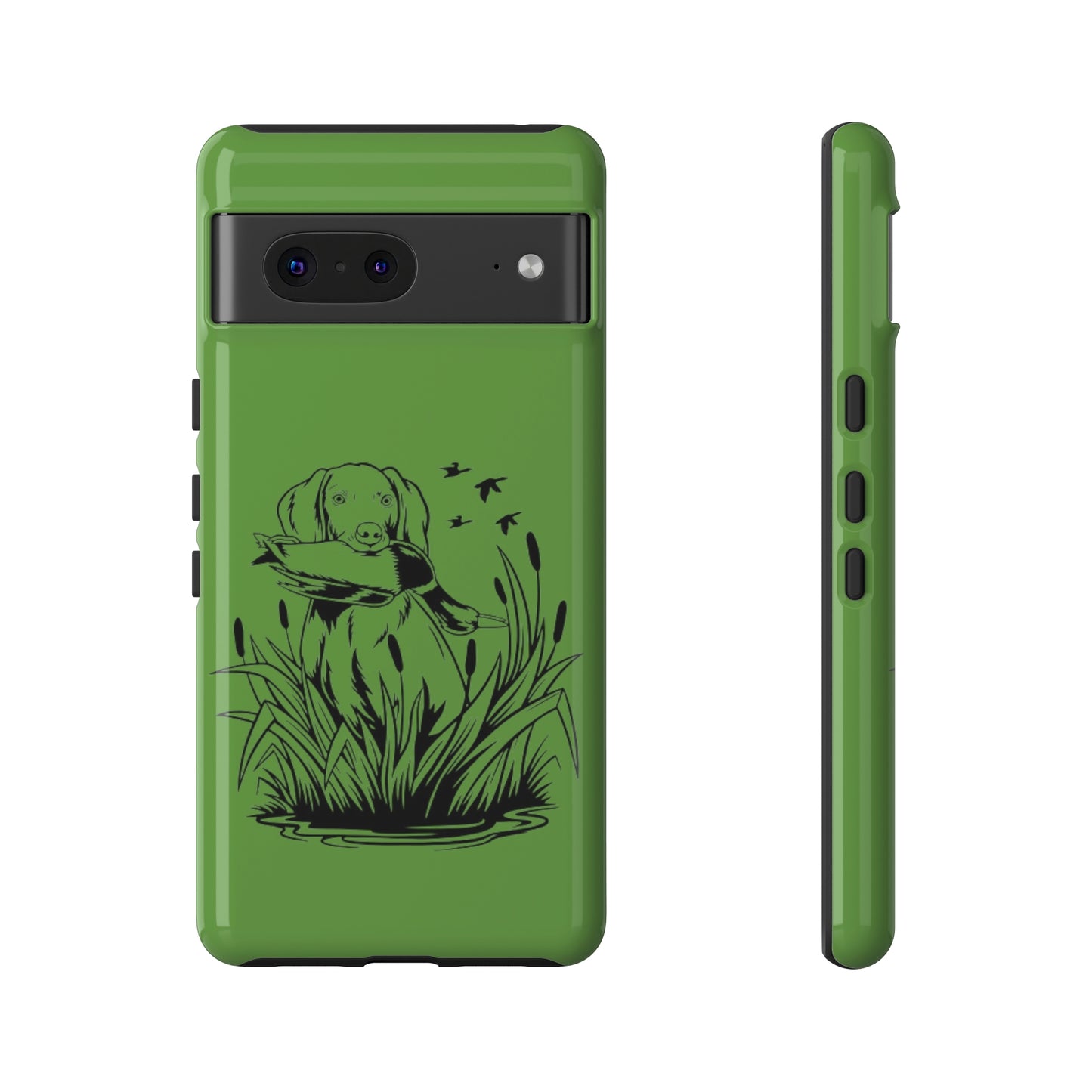 Dog Retrieving Duck Phone Case in Green