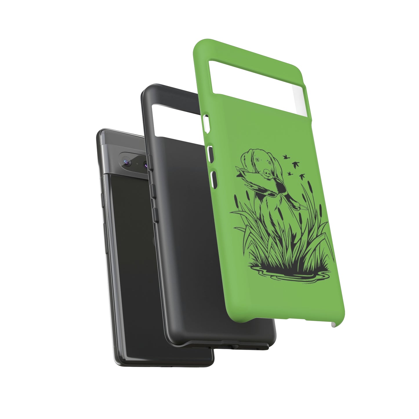 Dog Retrieving Duck Phone Case in Green