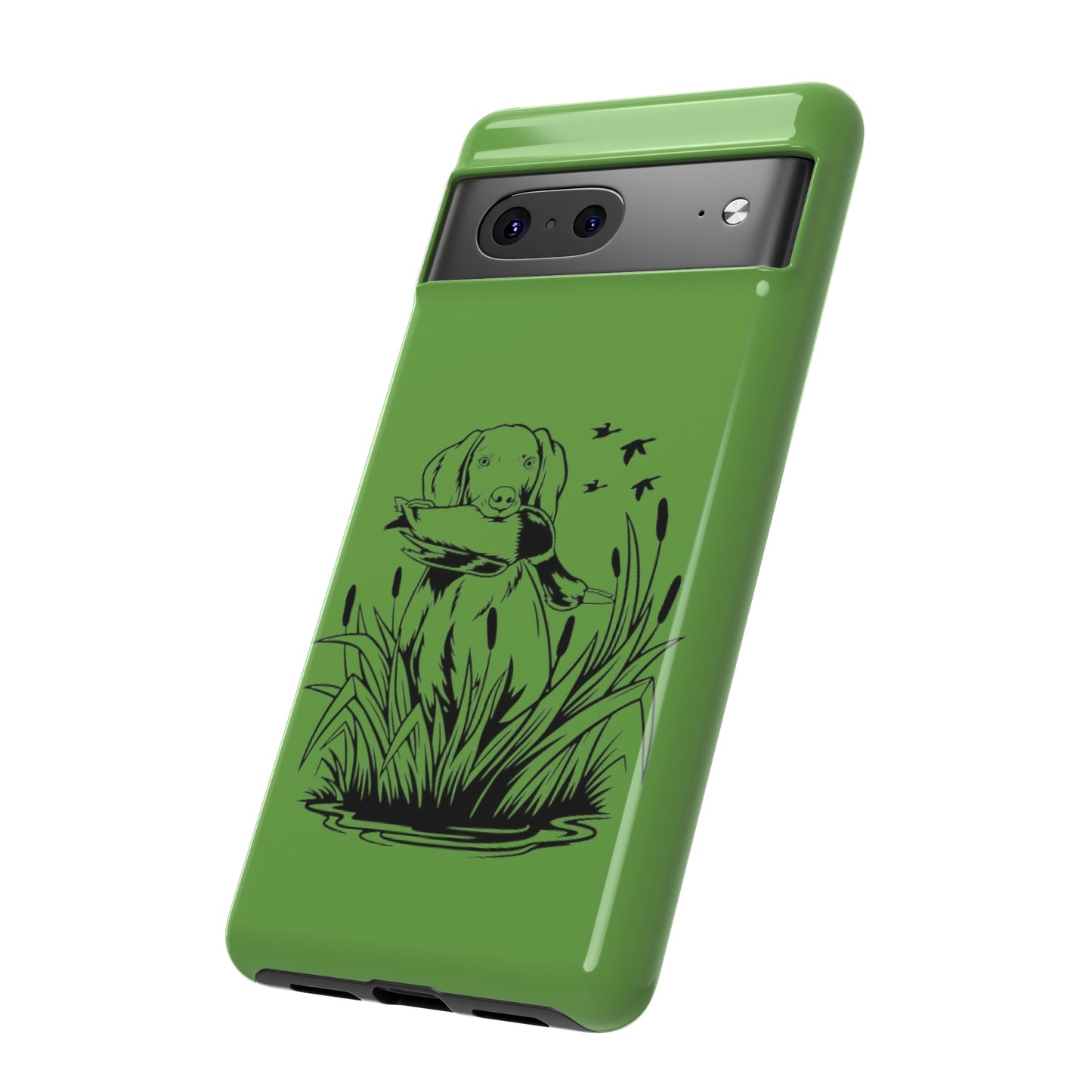 Dog Retrieving Duck Phone Case in Green