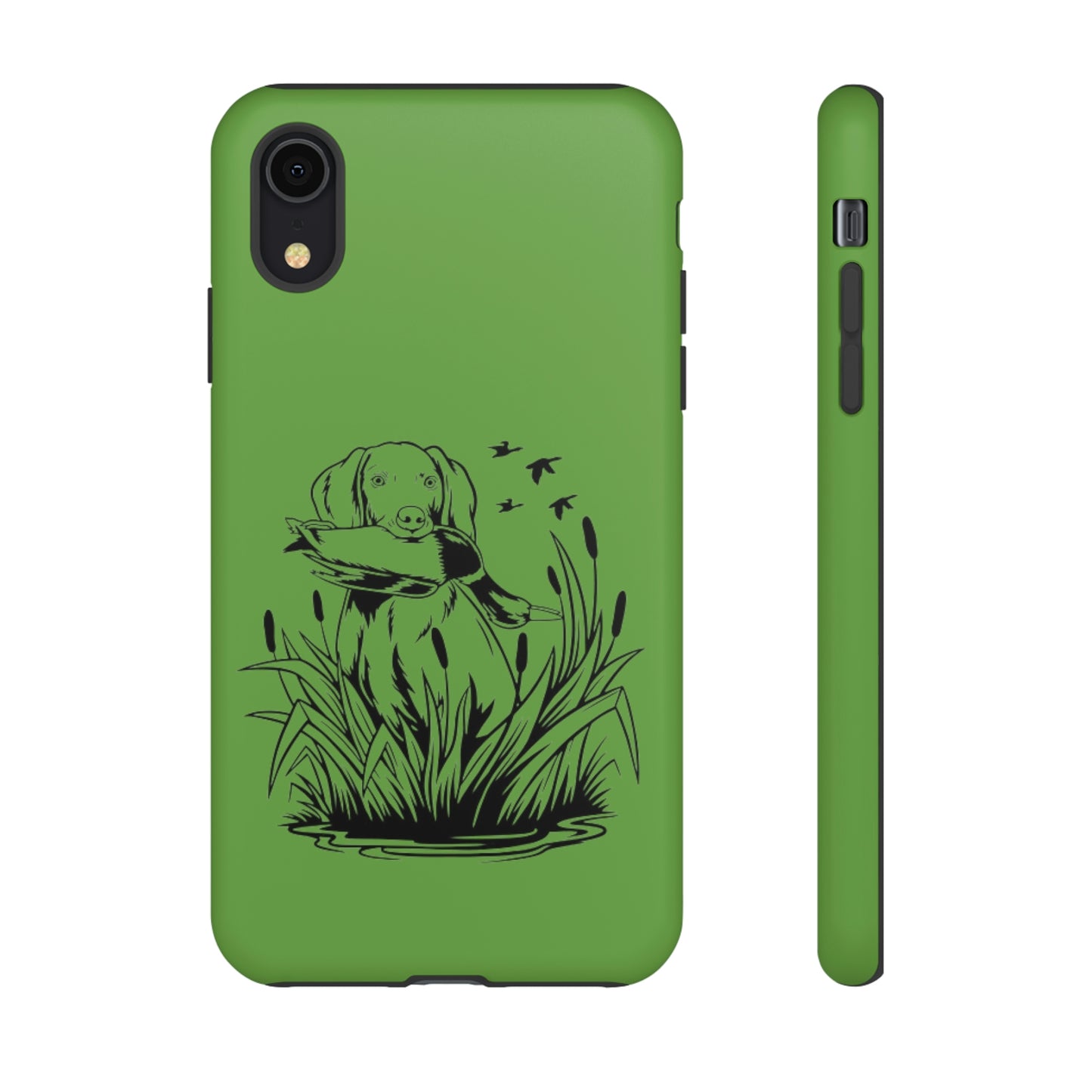 Dog Retrieving Duck Phone Case in Green