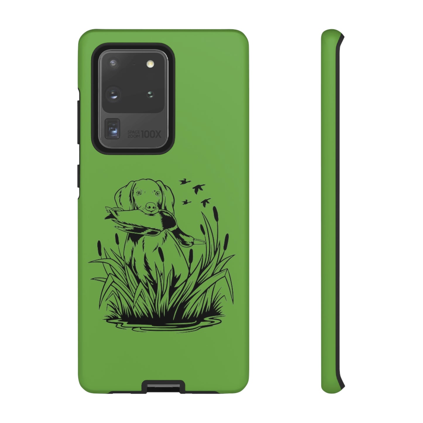 Dog Retrieving Duck Phone Case in Green