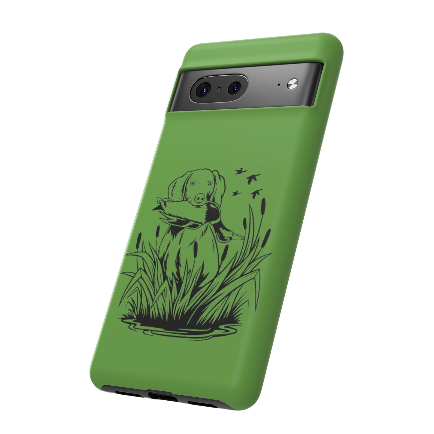 Dog Retrieving Duck Phone Case in Green