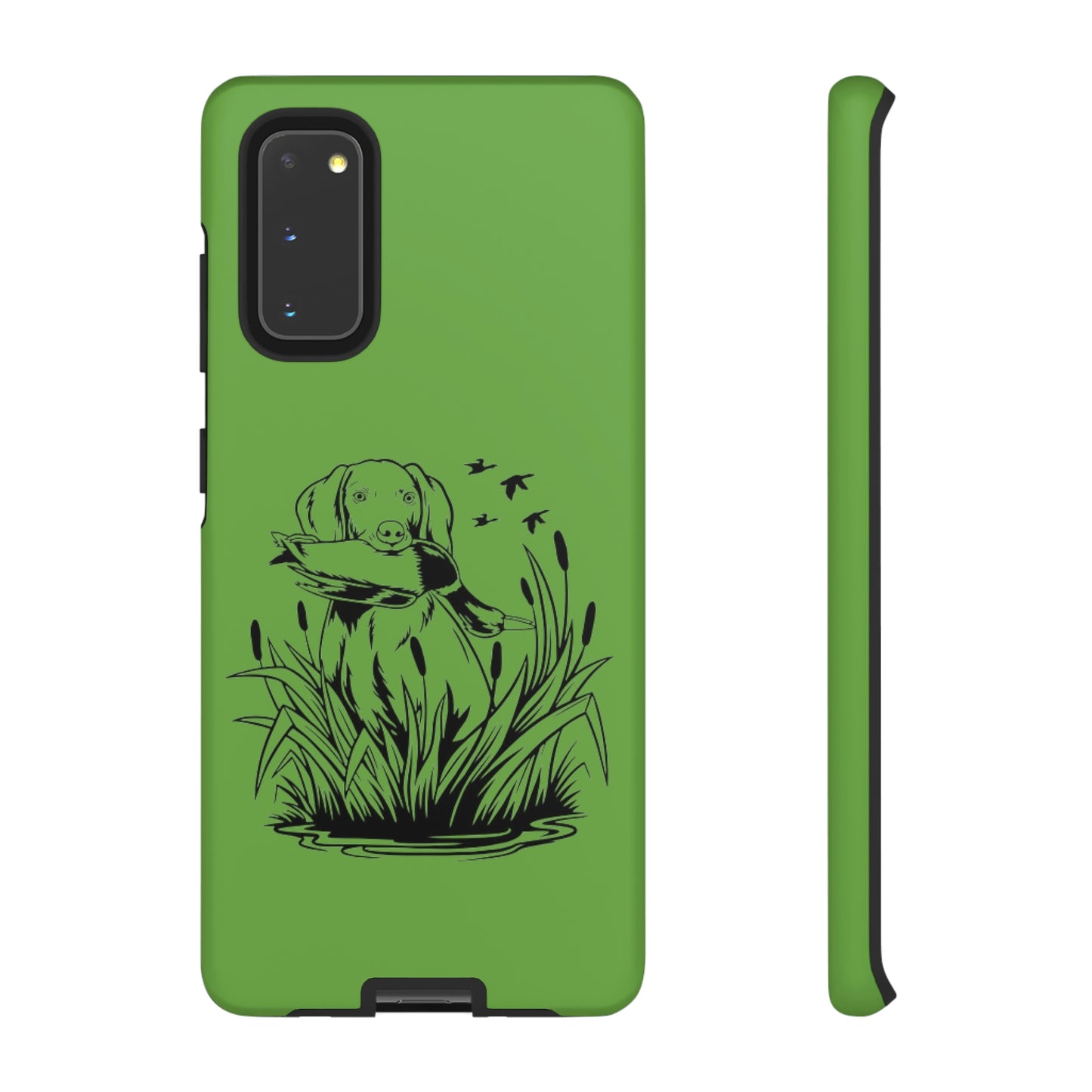 Dog Retrieving Duck Phone Case in Green