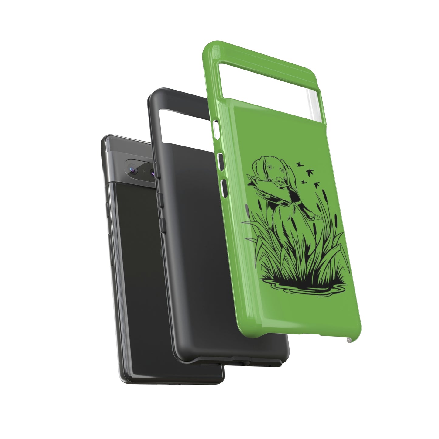 Dog Retrieving Duck Phone Case in Green