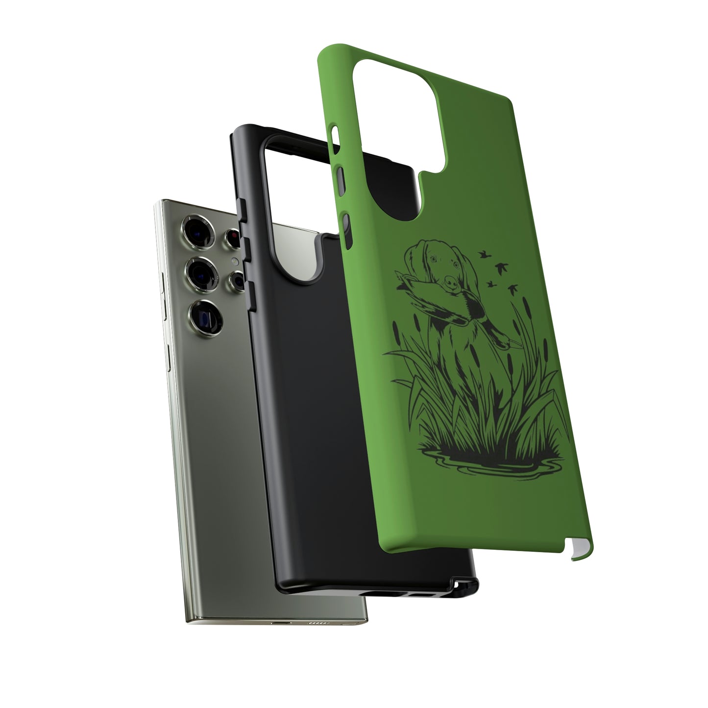 Dog Retrieving Duck Phone Case in Green