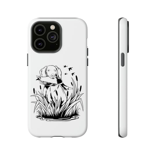 Dog Retrieving Duck Phone Case In White