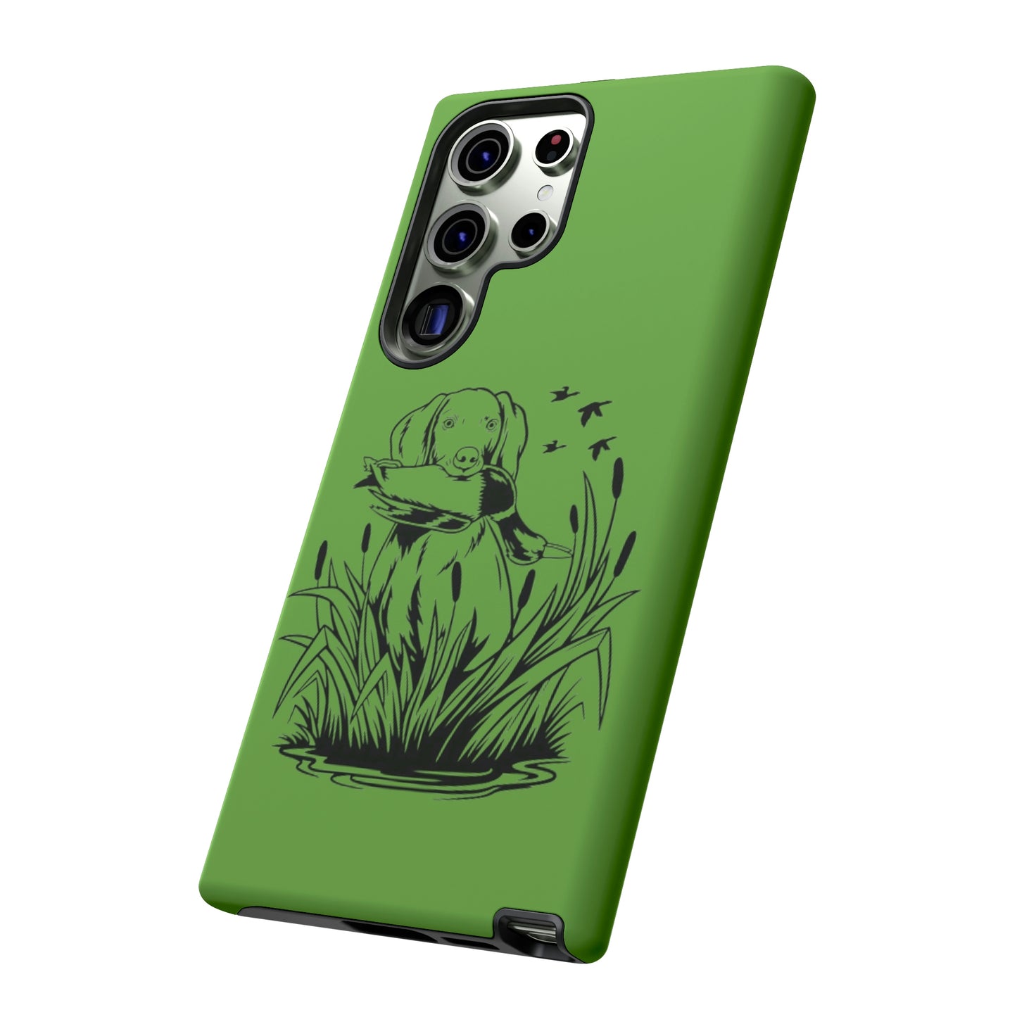 Dog Retrieving Duck Phone Case in Green