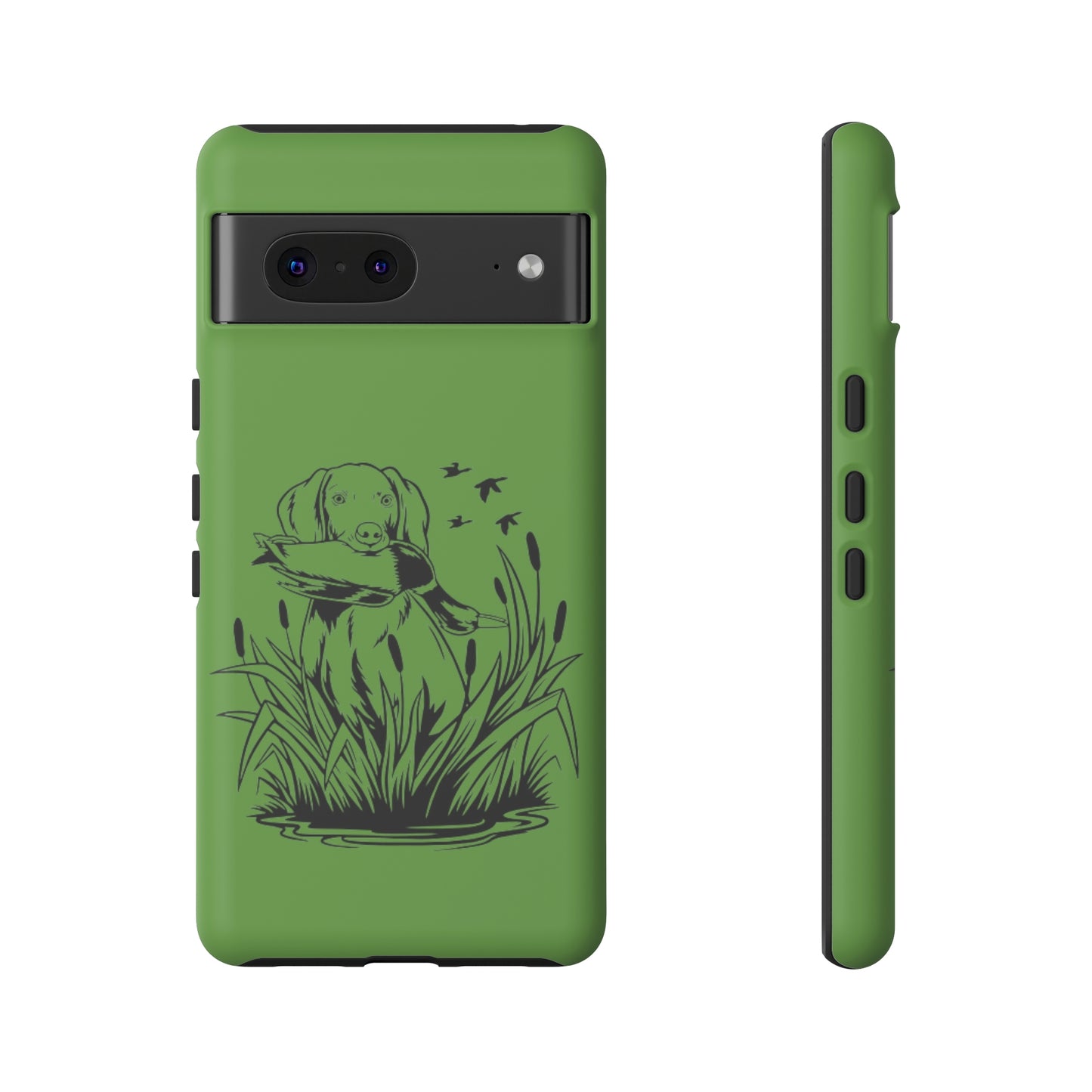 Dog Retrieving Duck Phone Case in Green