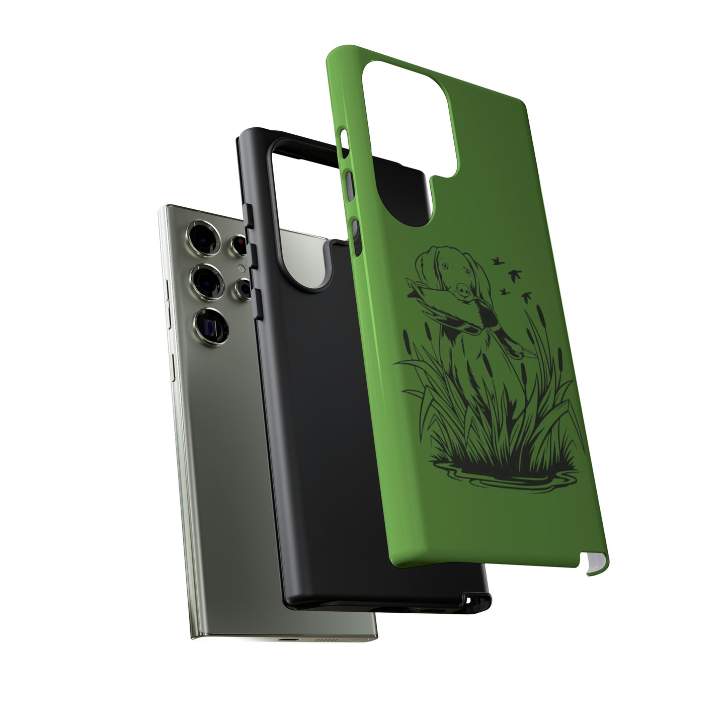 Dog Retrieving Duck Phone Case in Green