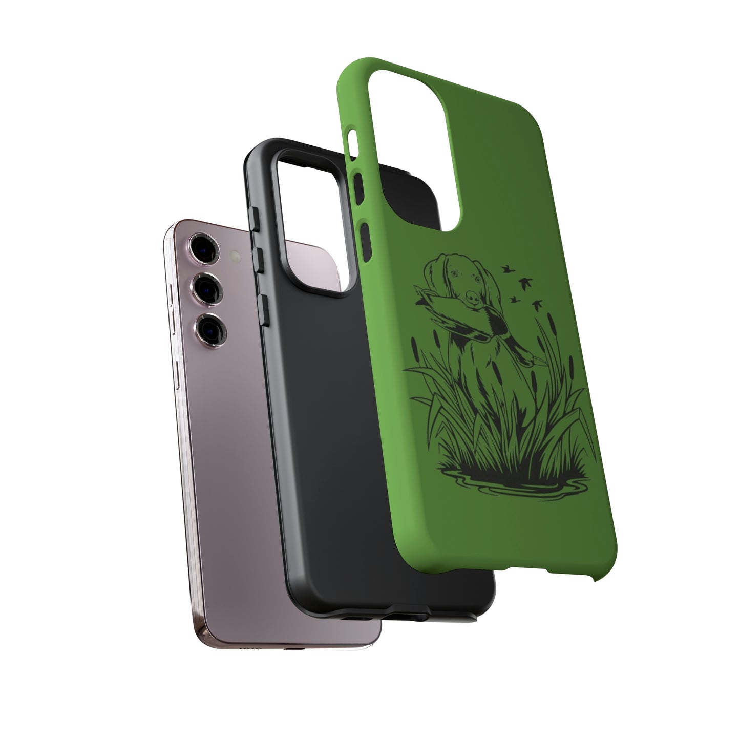 Dog Retrieving Duck Phone Case in Green