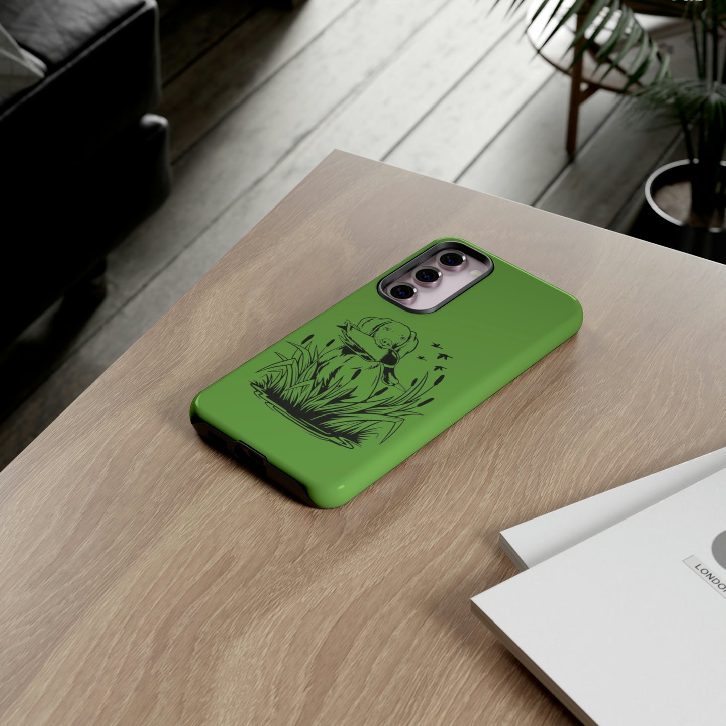 Dog Retrieving Duck Phone Case in Green