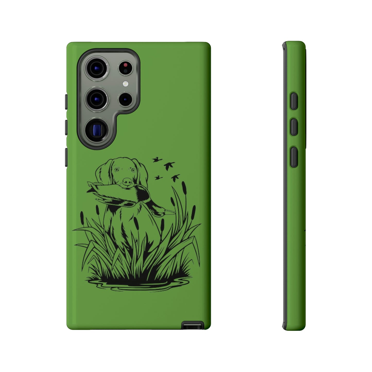 Dog Retrieving Duck Phone Case in Green